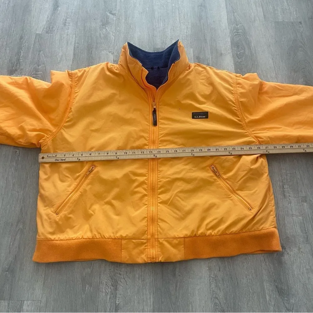 VINTAGE LL Bean Jacket Mens XL Orange Full ZIp Windbreaker Bomber Fleece Lined - Picture 6 of 7